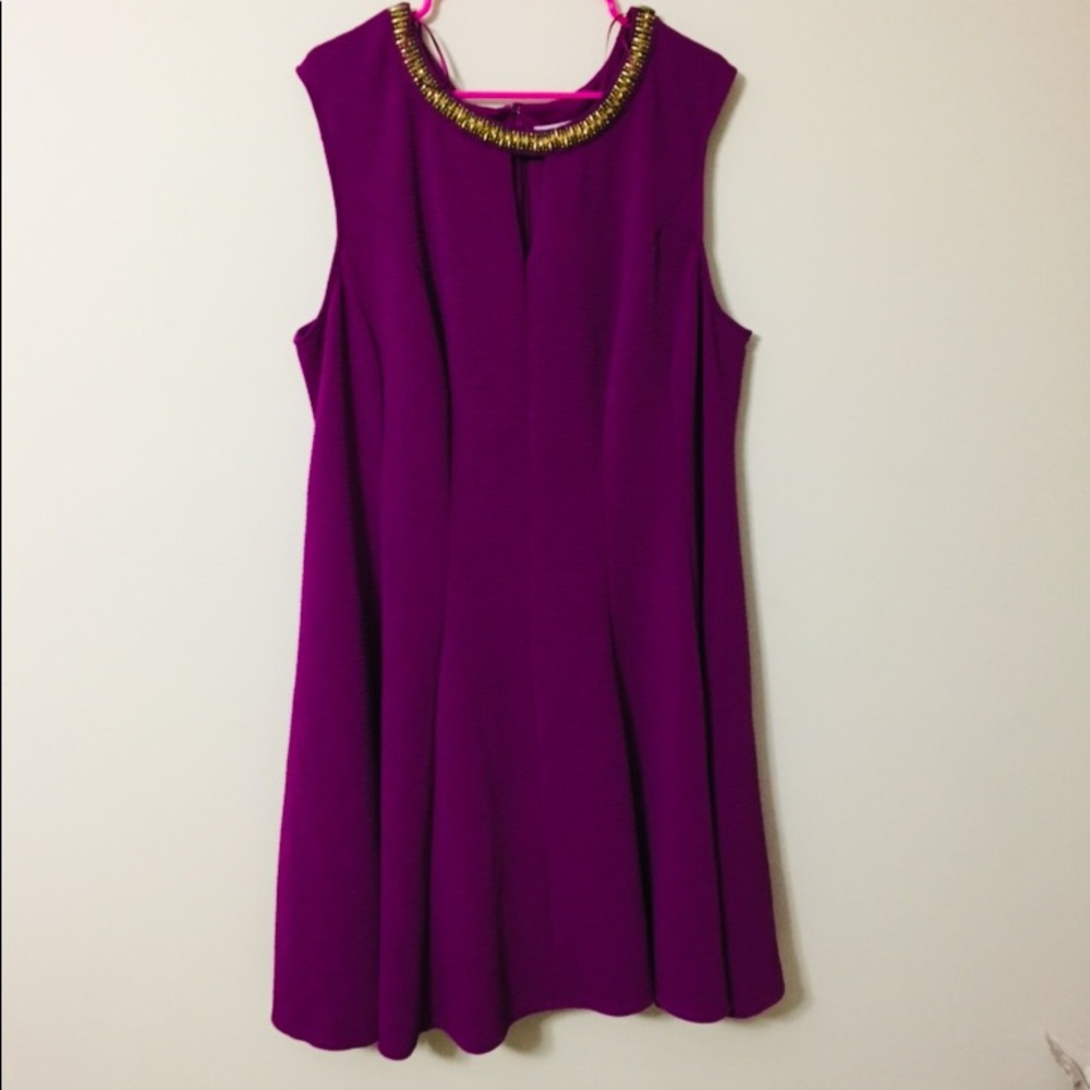 Studio One Gold Jewelry Neckline Dress